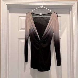 Plunging neckline women’s top.